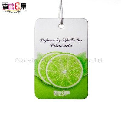 Paper car scent air freshener customized style Lemon Scent with logo  printing